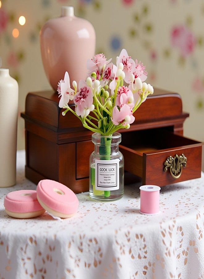 زهور ياسمين صغيرة وردية اللون في مزهرية، مصنوعة يدويًا، سهلة التنسيق، مناسبة لبيوت الدمى، ديكورات مصغرة بمقياس 1:6 أو 1:8، ديكورات وزينة - Image 5